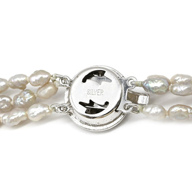 ノンブランド NON BRAND ホワイトパール シルバー パール ネックレス 白 バロックパール ケシパール 淡水パール 真珠 silver ロングネックレス 3連 3重