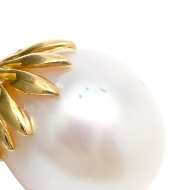 ノンブランド NON BRAND パール ダイヤ 0.10ct パールホワイト×イエローゴールド K18YG パール ダイヤモンド ペンダントトップ ネックレストップ 白蝶パール ホワイトパール 真珠 18K YG 750