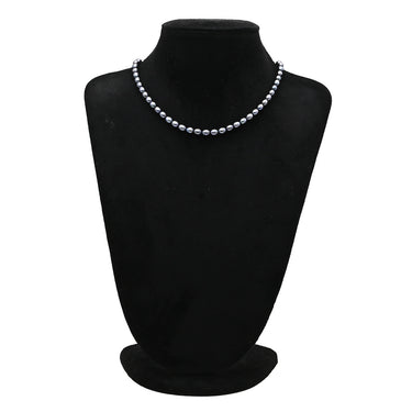 ノンブランド NON BRAND 5.8mm パール ペンダント ブルーブラック パール シルバー ネックレス 真珠 ダークグレー 黒銀色 一連 淡水真珠 43.5cm セミラウンドシェイプ