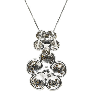 ノンブランド NON BRAND ダイヤ ペンダント ホワイトゴールド K18WG ダイヤモンド ネックレス K18WG Au750 18K 18金 パヴェ フラワーモチーフ 花 ブラウンダイヤ