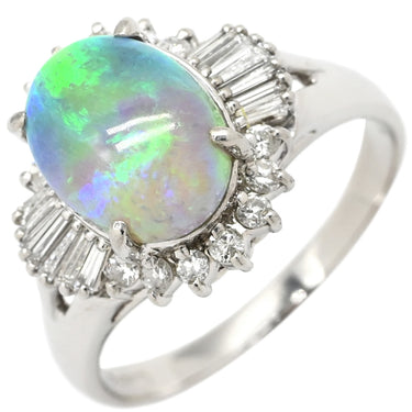 ノンブランド NON BRAND ブラックオパール 2.62ct ダイヤモンドリング プラチナシルバー Pt900 オパール ダイヤモンド リング 指輪 オーバルカボションカット 1石 1粒 マルチカラー 遊色 18号