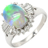 ノンブランド NON BRAND ブラックオパール 2.62ct ダイヤモンドリング プラチナシルバー Pt900 オパール ダイヤモンド リング 指輪 オーバルカボションカット 1石 1粒 マルチカラー 遊色 18号