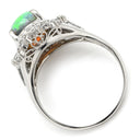 ノンブランド NON BRAND ブラックオパール 2.62ct ダイヤモンドリング プラチナシルバー Pt900 オパール ダイヤモンド リング 指輪 オーバルカボションカット 1石 1粒 マルチカラー 遊色 18号