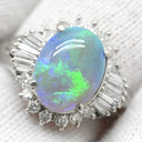 ノンブランド NON BRAND ブラックオパール 2.62ct ダイヤモンドリング プラチナシルバー Pt900 オパール ダイヤモンド リング 指輪 オーバルカボションカット 1石 1粒 マルチカラー 遊色 18号