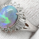 ノンブランド NON BRAND ブラックオパール 2.62ct ダイヤモンドリング プラチナシルバー Pt900 オパール ダイヤモンド リング 指輪 オーバルカボションカット 1石 1粒 マルチカラー 遊色 18号