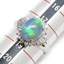 ノンブランド NON BRAND ブラックオパール 2.62ct ダイヤモンドリング プラチナシルバー Pt900 オパール ダイヤモンド リング 指輪 オーバルカボションカット 1石 1粒 マルチカラー 遊色 18号