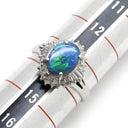 ノンブランド NON BRAND ブラックオパール 0.8ct ダイヤモンドリング プラチナシルバー Pt900 オパール ダイヤモンド リング 指輪 オーバルカット 1石 1粒 マルチカラー 遊色 13.5号