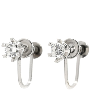 ノンブランド NON BRAND ダイヤ 0.18/0.19ct ネジ式 プラチナシルバー Pt850 ダイヤモンド イヤリング 1P 1石 1粒 メレダイヤ ソリティア 6本爪 Pt850 プラチナ 両耳用