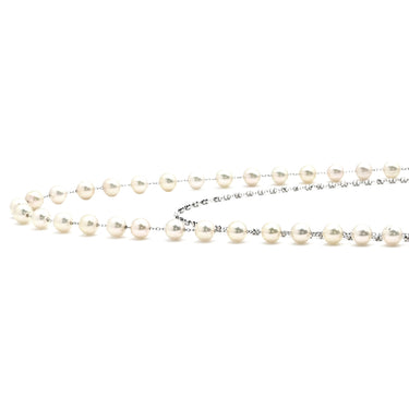 ノンブランド NON BRAND あこやパール チェーン ロングネックレス パールホワイト パール K18WG ネックレス シルバー金具 真珠 39P ラウンドシェイプ 18K 750 WG