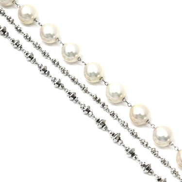 ノンブランド NON BRAND あこやパール チェーン ロングネックレス パールホワイト パール K18WG ネックレス シルバー金具 真珠 39P ラウンドシェイプ 18K 750 WG