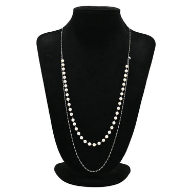 ノンブランド NON BRAND あこやパール チェーン ロングネックレス パールホワイト パール K18WG ネックレス シルバー金具 真珠 39P ラウンドシェイプ 18K 750 WG