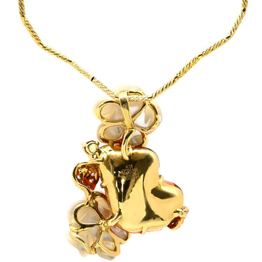 ノンブランド NON BRAND オパール ペンダント パールホワイト×オレンジ×イエローゴールド K18YG ダイヤモンド オパール ホワイトマザーオブパール サファイア ペリドット ネックレス ダイヤ シェル マルチストーン 花 フワラー フィーレチェーン