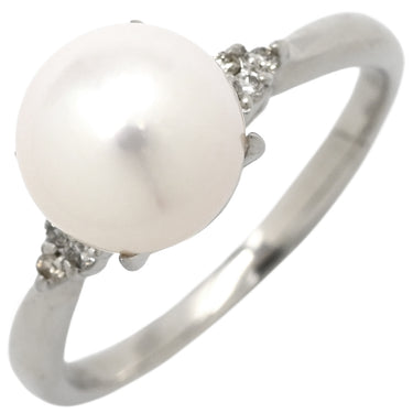 ノンブランド NON BRAND パール 9.4mm ダイヤ 0.08ct プラチナシルバー Pt900 パール ダイヤモンド リング 指輪 1P 1粒 あこや アコヤ 真珠 Pt900 プラチナ パヴェダイヤ 20号