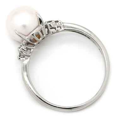 ノンブランド NON BRAND パール 9.4mm ダイヤ 0.08ct プラチナシルバー Pt900 パール ダイヤモンド リング 指輪 1P 1粒 あこや アコヤ 真珠 Pt900 プラチナ パヴェダイヤ 20号