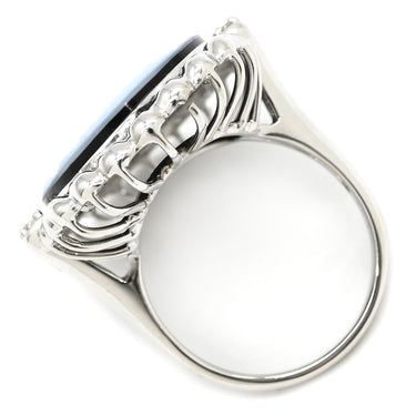 ノンブランド NON BRAND カメオリング ダイヤ ホワイトゴールド K18WG ダイヤモンド カルセドニー リング 指輪 カルセドニー 彫刻 ダイヤモンド 18K WG 750 アンティーク 15号