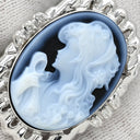 ノンブランド NON BRAND カメオリング ダイヤ ホワイトゴールド K18WG ダイヤモンド カルセドニー リング 指輪 カルセドニー 彫刻 ダイヤモンド 18K WG 750 アンティーク 15号