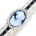 ノンブランド NON BRAND カメオリング ダイヤ ホワイトゴールド K18WG ダイヤモンド カルセドニー リング 指輪 カルセドニー 彫刻 ダイヤモンド 18K WG 750 アンティーク 15号