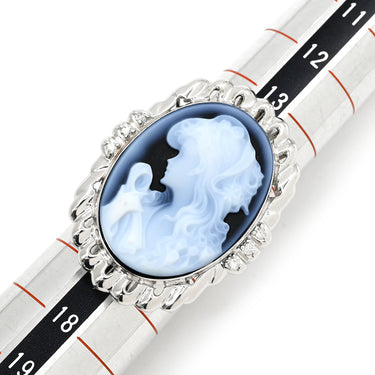 ノンブランド NON BRAND カメオリング ダイヤ ホワイトゴールド K18WG ダイヤモンド カルセドニー リング 指輪 カルセドニー 彫刻 ダイヤモンド 18K WG 750 アンティーク 15号