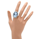 ノンブランド NON BRAND カメオリング ダイヤ ホワイトゴールド K18WG ダイヤモンド カルセドニー リング 指輪 カルセドニー 彫刻 ダイヤモンド 18K WG 750 アンティーク 15号