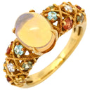 ノンブランド NON BRAND オパール 1.0ct ダイヤモンド マルチカラーXイエローゴールド K18YG オパール ダイヤモンド サファイア トルマリン リング 指輪 遊色 オーバルカボションカット トルマリン サファイア 18K 750 YG 10.5号