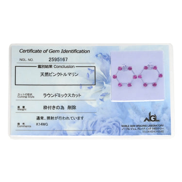 ノンブランド NON BRAND ピンクトルマリン ピンク×ホワイトゴールド K14WG トルマリン ピアス 6P 6角形 ラウンドミックスカット