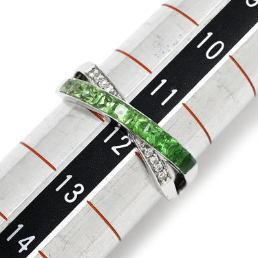 ノンブランド NON BRAND ダイヤ ツァボライト リング セット グリーン×ホワイトゴールド K18WG ダイヤモンド グリーングロシュラーガーネット(ツァボライト) ネックレス K18WG Au750 18K グリーングロシュラーガーネット