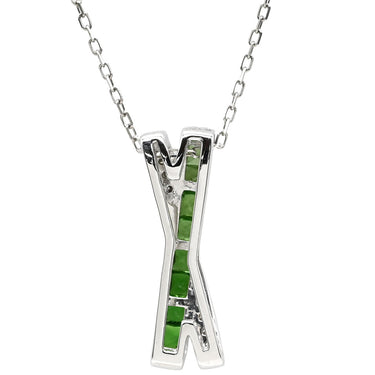 ノンブランド NON BRAND ダイヤ ツァボライト リング セット グリーン×ホワイトゴールド K18WG ダイヤモンド グリーングロシュラーガーネット(ツァボライト) ネックレス K18WG Au750 18K グリーングロシュラーガーネット