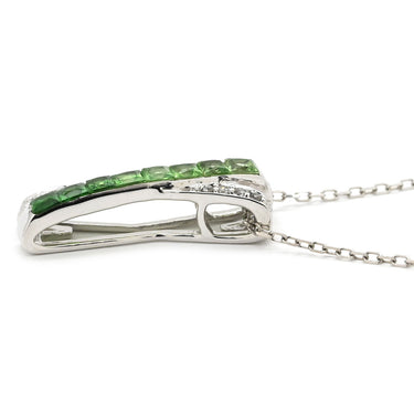 ノンブランド NON BRAND ダイヤ ツァボライト リング セット グリーン×ホワイトゴールド K18WG ダイヤモンド グリーングロシュラーガーネット(ツァボライト) ネックレス K18WG Au750 18K グリーングロシュラーガーネット