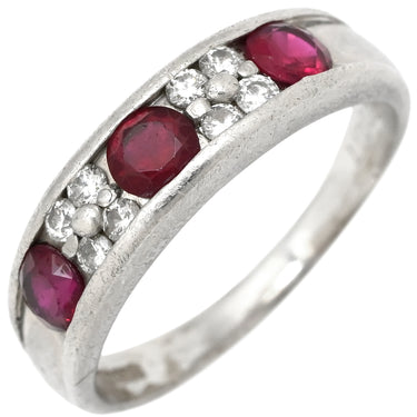 ノンブランド NON BRAND ルビー 0.72ct ダイヤモンド プラチナシルバー Pt900 ルビー ダイヤモンド リング 指輪 レッド 赤 ラウンドミックスカット 12号