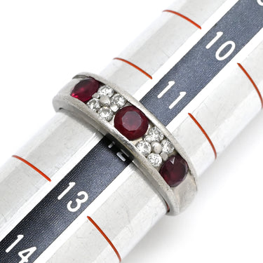 ノンブランド NON BRAND ルビー 0.72ct ダイヤモンド プラチナシルバー Pt900 ルビー ダイヤモンド リング 指輪 レッド 赤 ラウンドミックスカット 12号