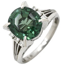 ノンブランド NON BRAND グリーントルマリン3.58ct ダイヤモンド プラチナシルバー Pt900 グリーントルマリン ダイヤモンド リング 指輪 緑 オーバルミックスカット Pm900 11号