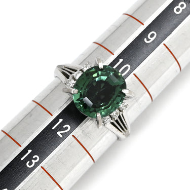 ノンブランド NON BRAND グリーントルマリン3.58ct ダイヤモンド プラチナシルバー Pt900 グリーントルマリン ダイヤモンド リング 指輪 緑 オーバルミックスカット Pm900 11号