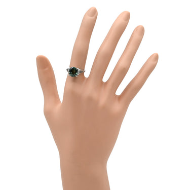ノンブランド NON BRAND グリーントルマリン3.58ct ダイヤモンド プラチナシルバー Pt900 グリーントルマリン ダイヤモンド リング 指輪 緑 オーバルミックスカット Pm900 11号
