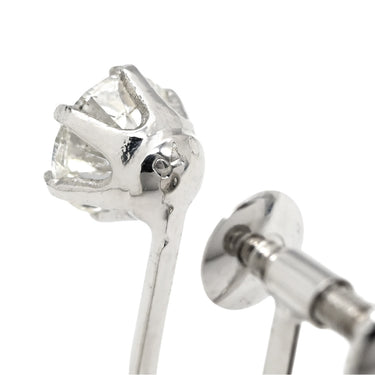 ノンブランド NON BRAND ダイヤ 0.4/0.4ct ネジ式 プラチナシルバー K14WG ダイヤモンド イヤリング 1P 1石 1粒 メレダイヤ ソリティア 6本爪 K14WG 14K Au585 両耳用