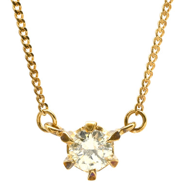 ノンブランド NON BRAND 1Pダイヤ ペンダント イエローゴールド K18YG ダイヤモンド ネックレス Au750 18K YG ラウンドブリリアントカット 1粒 6本爪