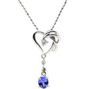 ノンブランド NON BRAND ハート ドロップ ブルー×ホワイトゴールド K18WG ダイヤモンド タンザナイト ネックレス Au750 18K 18金 3P 3石 3粒 ダイヤ タンザナイト トリロジー スイング