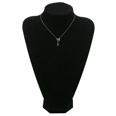 ノンブランド NON BRAND ハート ドロップ ブルー×ホワイトゴールド K18WG ダイヤモンド タンザナイト ネックレス Au750 18K 18金 3P 3石 3粒 ダイヤ タンザナイト トリロジー スイング