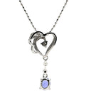 ノンブランド NON BRAND ハート ドロップ ブルー×ホワイトゴールド K18WG ダイヤモンド タンザナイト ネックレス Au750 18K 18金 3P 3石 3粒 ダイヤ タンザナイト トリロジー スイング