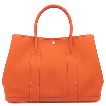 エルメス HERMES ガーデンパーティーPM フー ヴォーエプソン トートバッグ シルバー金具 オレンジ