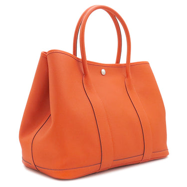 エルメス HERMES ガーデンパーティーPM フー ヴォーエプソン トートバッグ シルバー金具 オレンジ