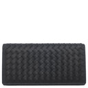 ボッテガヴェネタ BOTTEGA VENETA イントレチャート 二つ折り ウォレット 577559 V47W1 1275 ブラック カーフ 長財布 マットブラック金具 黒 フラップ式