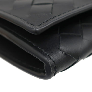 ボッテガヴェネタ BOTTEGA VENETA イントレチャート 二つ折り ウォレット 577559 V47W1 1275 ブラック カーフ 長財布 マットブラック金具 黒 フラップ式