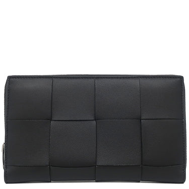 ボッテガヴェネタ BOTTEGA VENETA カセット ジップアラウンドウォレット 651368 V3UO1 8803 ブラック レザー 長財布 シルバー金具 ラウンドファスナー