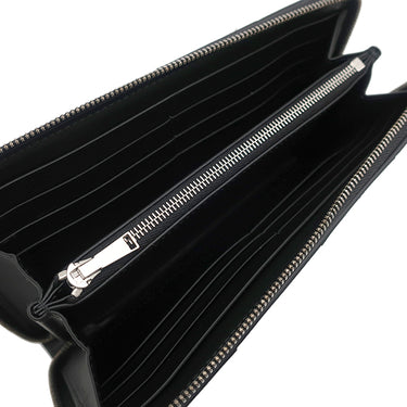 ボッテガヴェネタ BOTTEGA VENETA カセット ジップアラウンドウォレット 651368 V3UO1 8803 ブラック レザー 長財布 シルバー金具 ラウンドファスナー