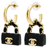 シャネル CHANEL マトラッセバッグ モチーフ フープ ABA009 ブラック×ゴールド GP レジン ピアス シャンパンゴールド金具 ココマーク CCマーク
