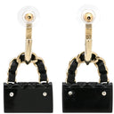 シャネル CHANEL マトラッセバッグ モチーフ フープ ABA009 ブラック×ゴールド GP レジン ピアス シャンパンゴールド金具 ココマーク CCマーク
