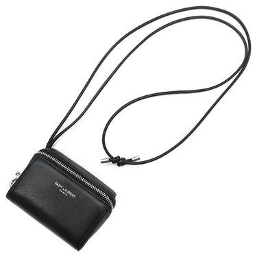サンローラン SAINT LAURENT フラグメント ジップボックス 777423 1EL0E 1000 ブラック レザー ポーチ シルバー金具 黒 ショルダーバッグ 小銭入れ 小物入れ