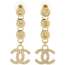 シャネル CHANEL ココマーク ロゴ ドロップ ゴールド GP ラインストーン ピアス シャンパンゴールド金具 CCマーク スイング