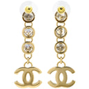シャネル CHANEL ココマーク ロゴ ドロップ ゴールド GP ラインストーン ピアス シャンパンゴールド金具 CCマーク スイング