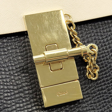 クロエ Chloe ドリュー 3S1031 ブラック×アイボリー レザー ショルダーバッグ ゴールド金具 チェーンショルダー 黒 白